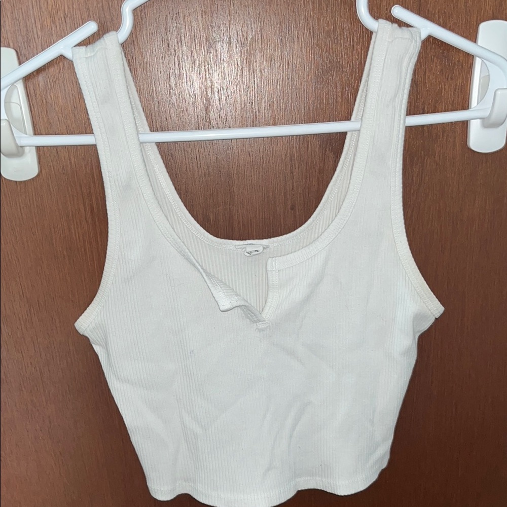 White Ribbed Tank Top
